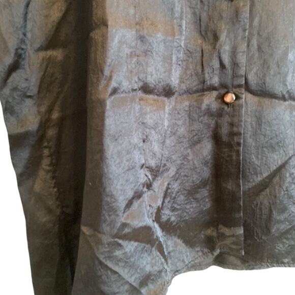 Womens Vintage Justin Allen Black Satin Polyester Collarless Button Up Size 2X - Picture 8 of 16